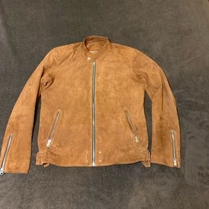 Mens suede biker jacket